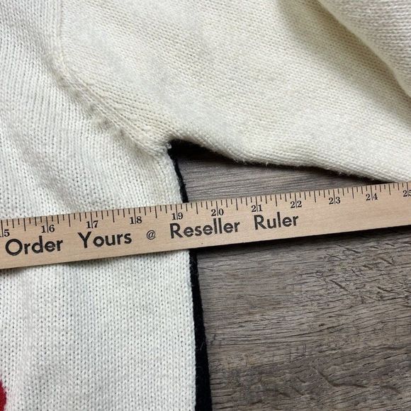 Vintage Alfred Dunner Sweater Floral White Black Colorblock Pullover Knit 90s L - Picture 3 of 5